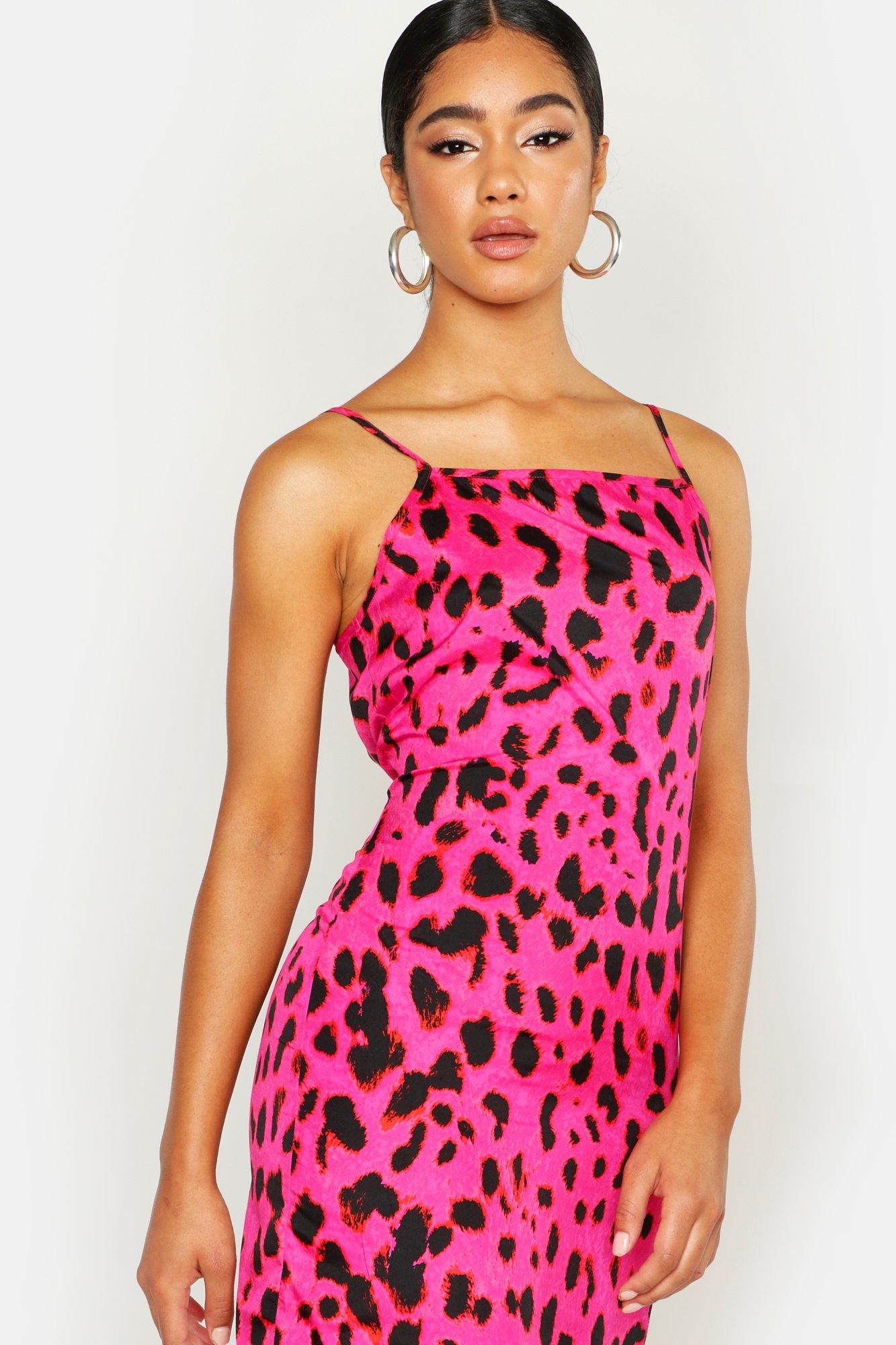 Leopard Print Square Neck Slip Mini Dress